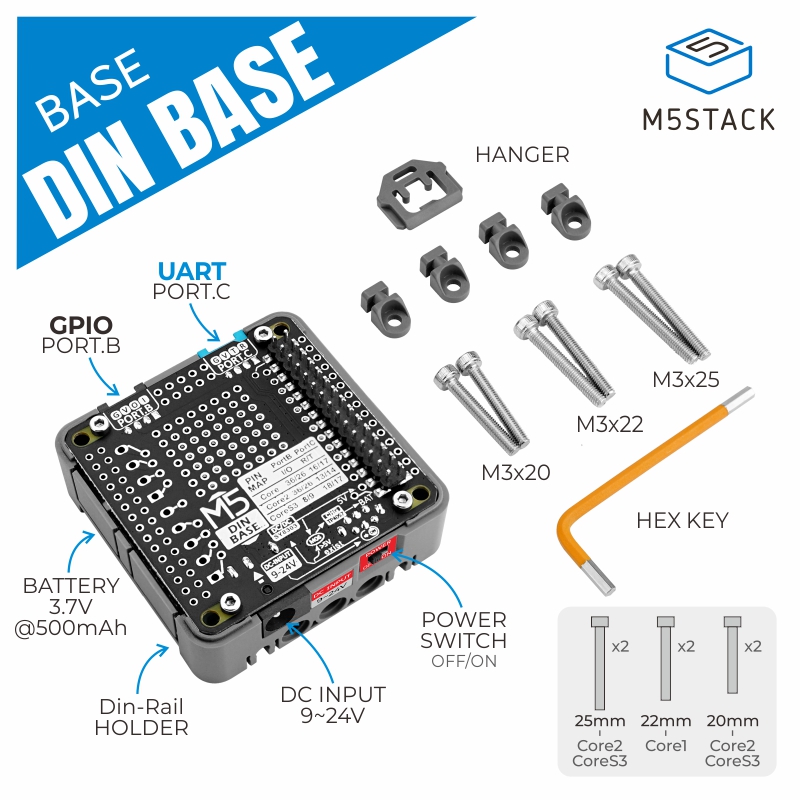 Base Din oficial M5Stack com b - M5Stack Core2 avaliação e preço