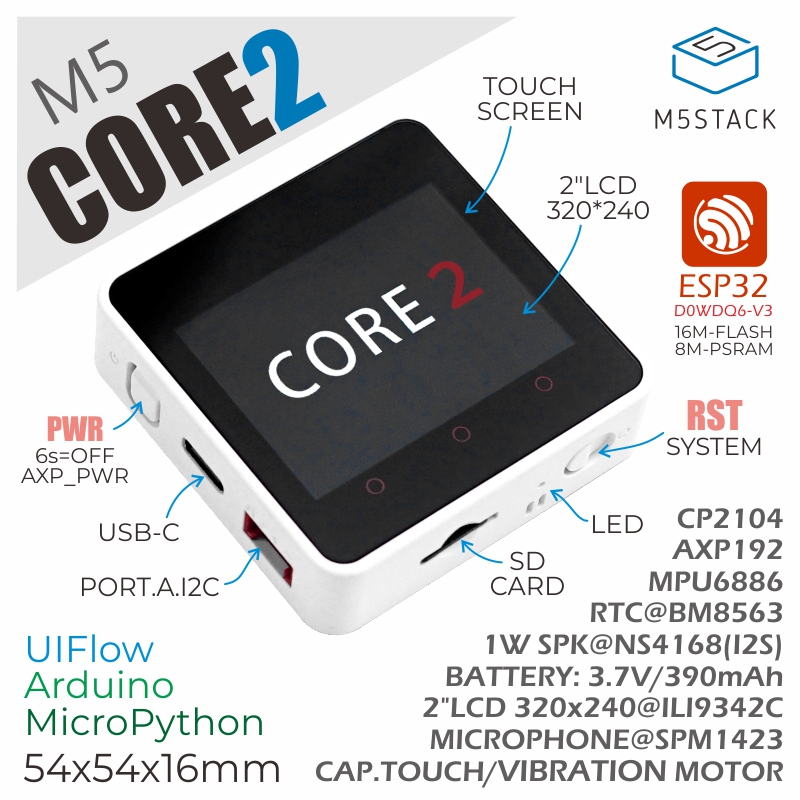 Kit de Desenvolvimento IoT M5S - M5Stack Core2 avaliação e preço